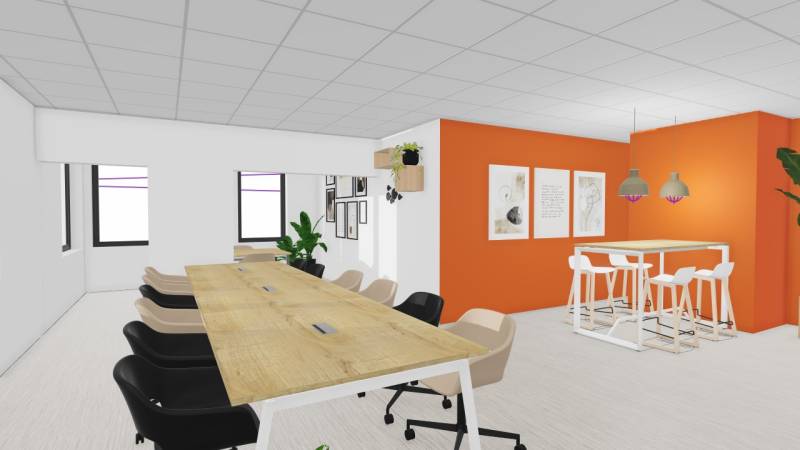 Vue 3D de l'espace coworking 